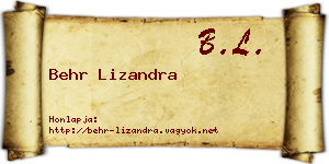 Behr Lizandra névjegykártya